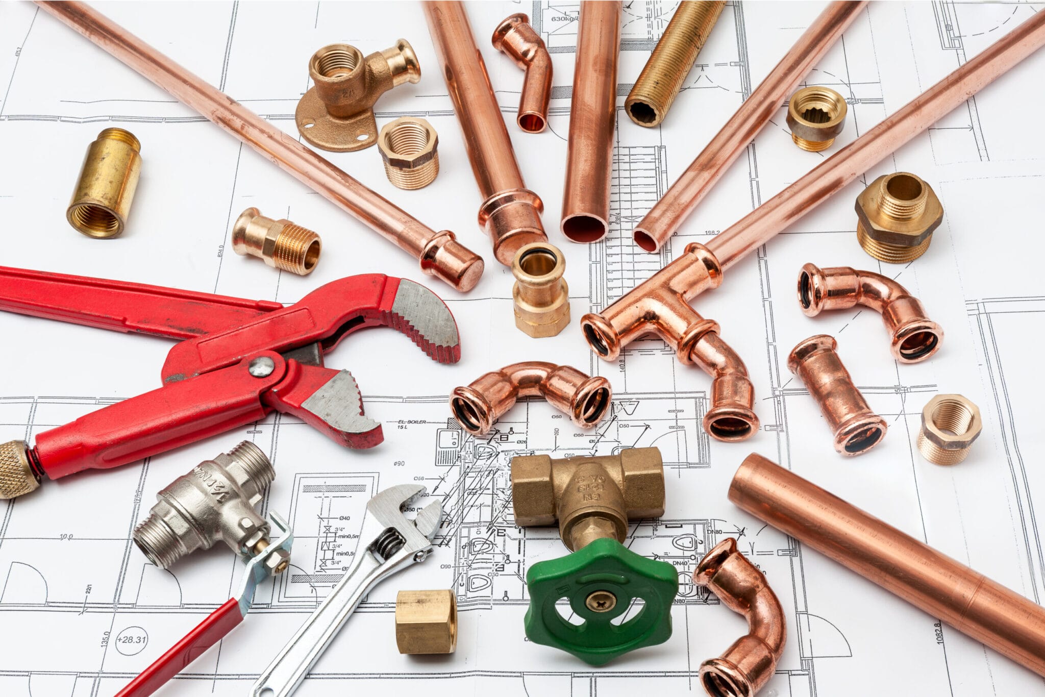 Copper pipe fittings and plumbing parts for Pompano Beach, Florida repairs